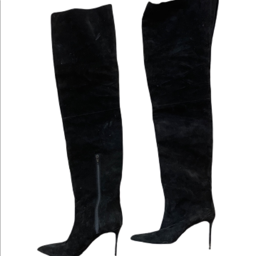 Alexander Vauthier black suede thigh high boots